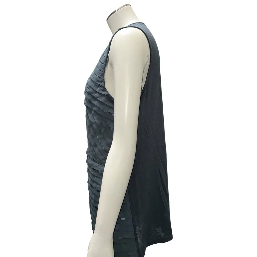 Ann Taylor Large Dark Green Sleeveless Tank Top Iridescent Sequin Ribbed Design - Picture 4 of 13